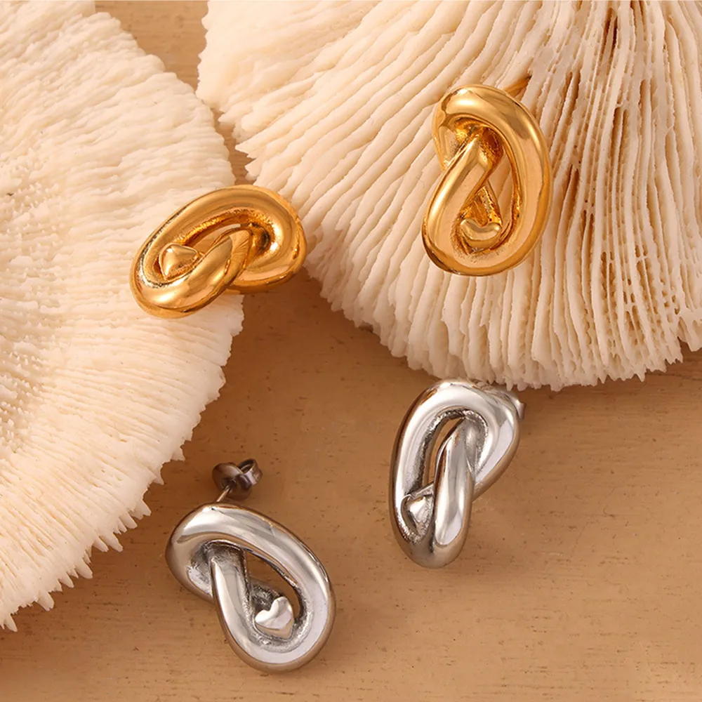 Titanium Steel Knot Stud Earrings, image 6