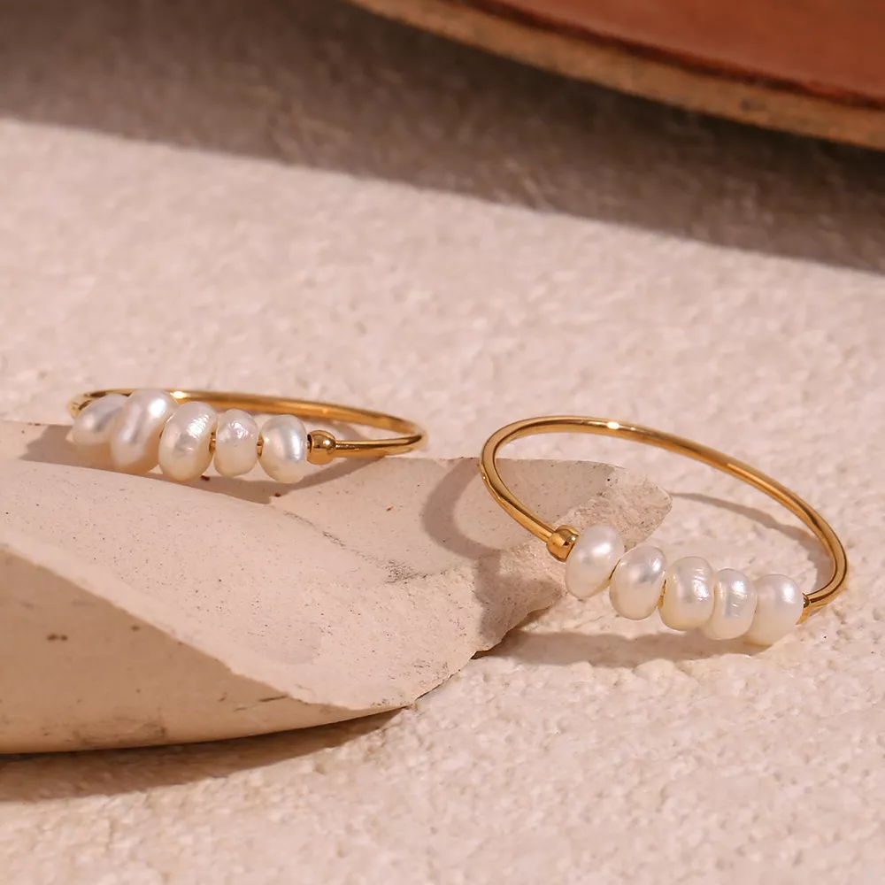 18K Gold-Plated Baroque Pearl Ring, image 7