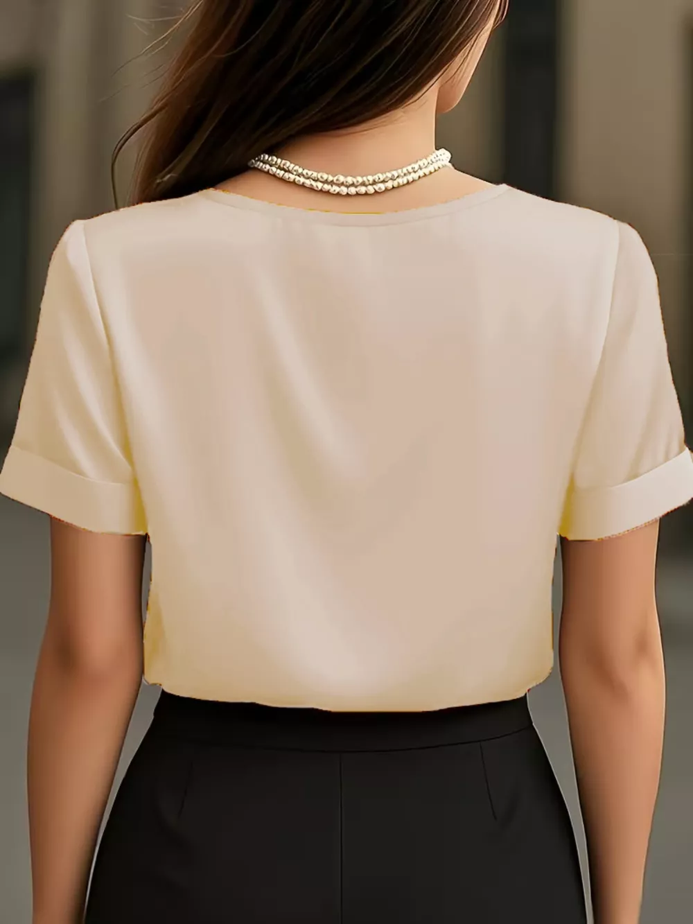 Elegant V-Neck Short Sleeve Ruched Top, image 4