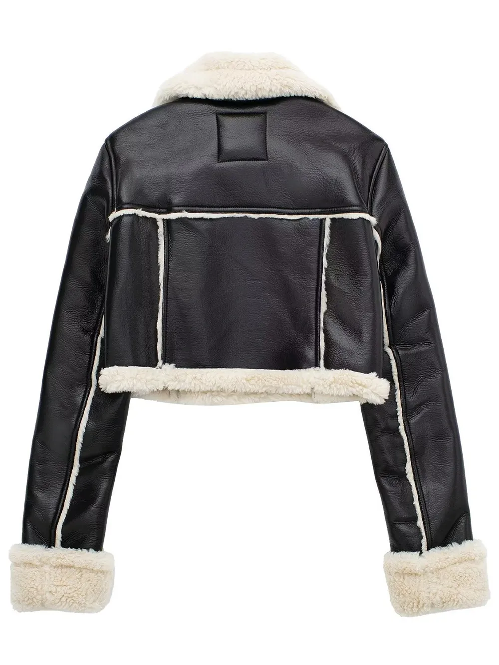 Collared Neck Long Sleeve Plush Cropped Jacket, image 10