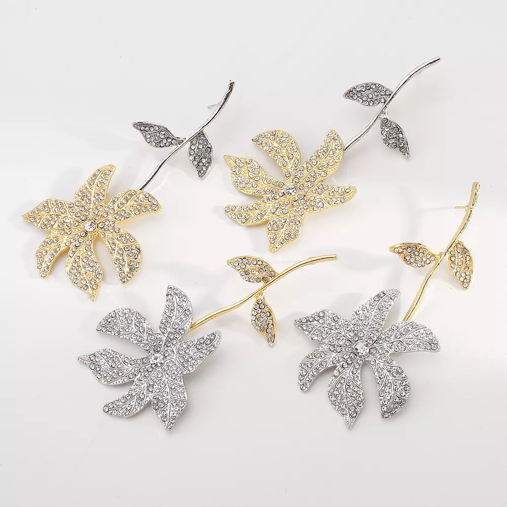 Rhinestone Flower Dangle Earrings, image 7