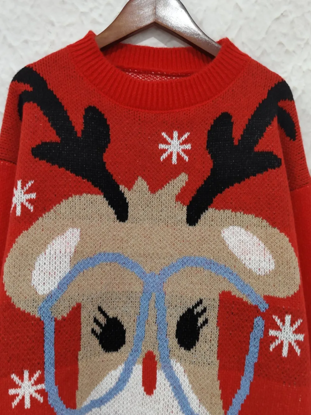 Reindeer Round Neck Dropped Shoulder Sweater, image 8