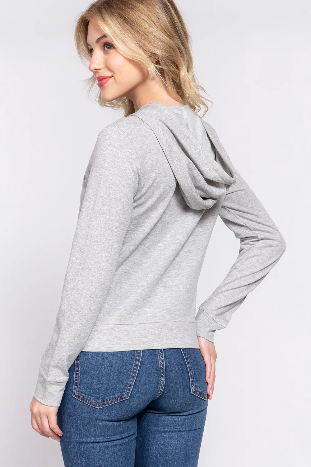 CALIFORNIA Zip Up Drawstring Long Sleeve Hoodie, image 3