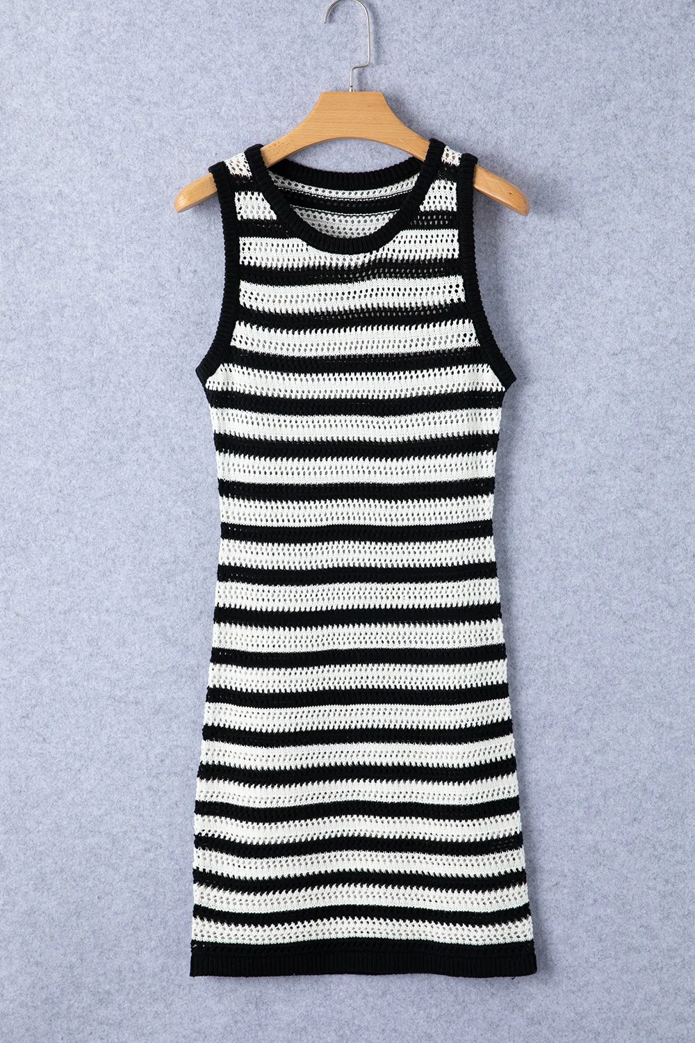 Openwork Striped Wide Strap Knit Dress, image 6