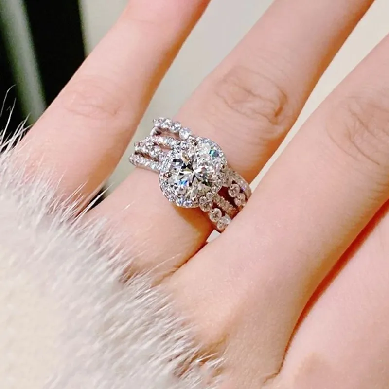 3 Carat Moissanite 925 Sterling Silver Layered Ring, image 2