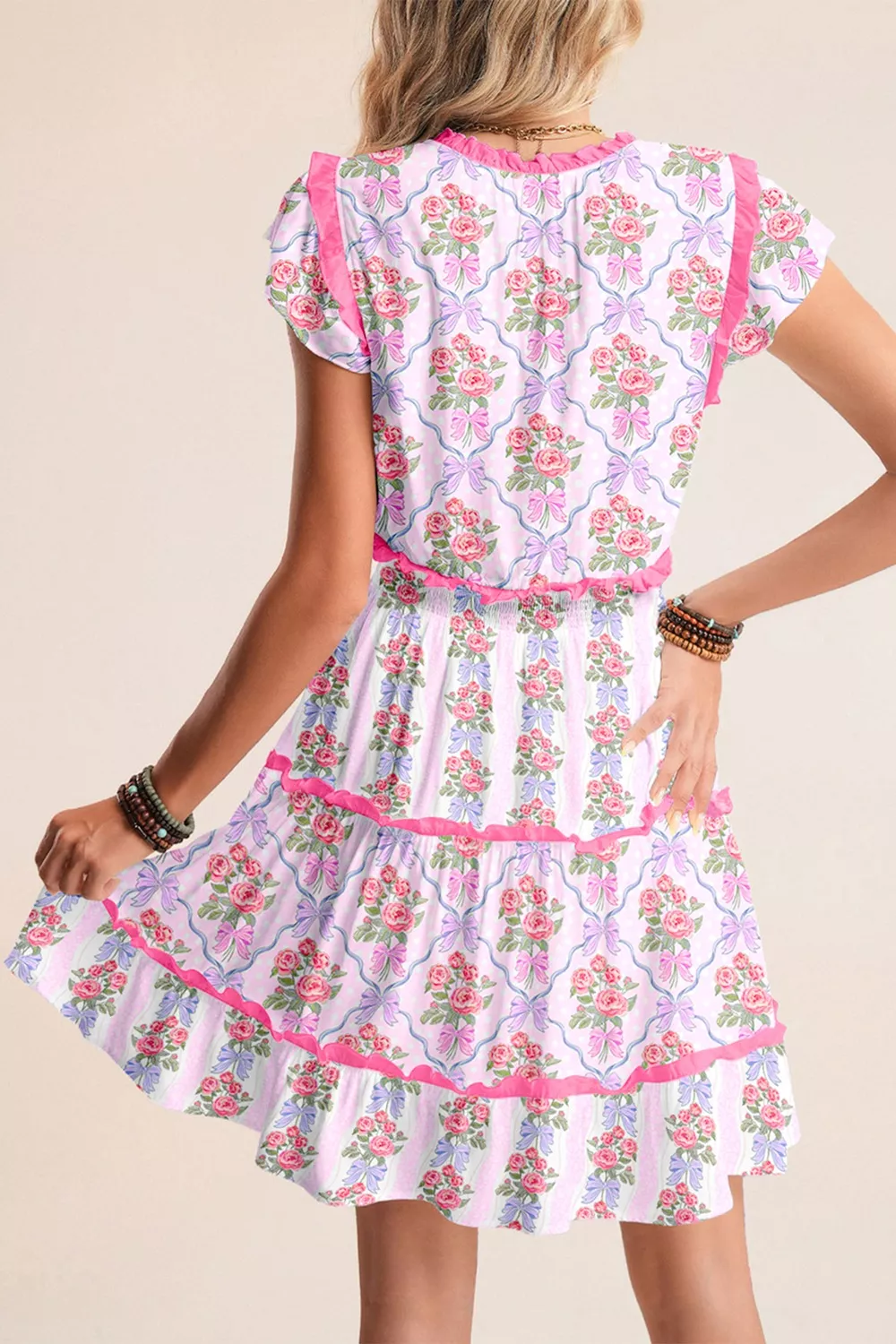 Tiered Ruffles Sleeveless Summer Floral Dress, image 3