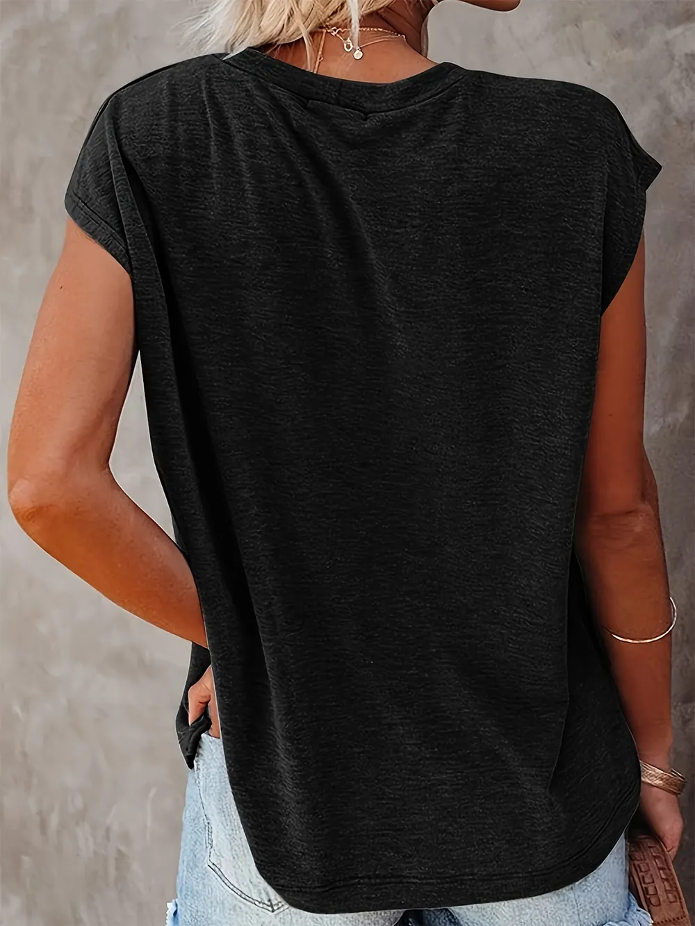 Full Size Round Neck Cap Sleeve T-Shirt, image 2