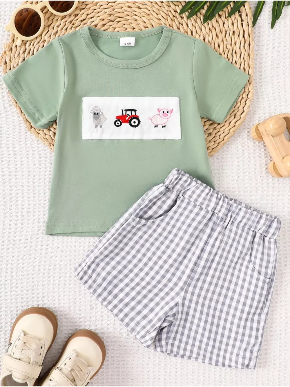 Children's Animal Embroidered Tee and Shorts Set, image 2