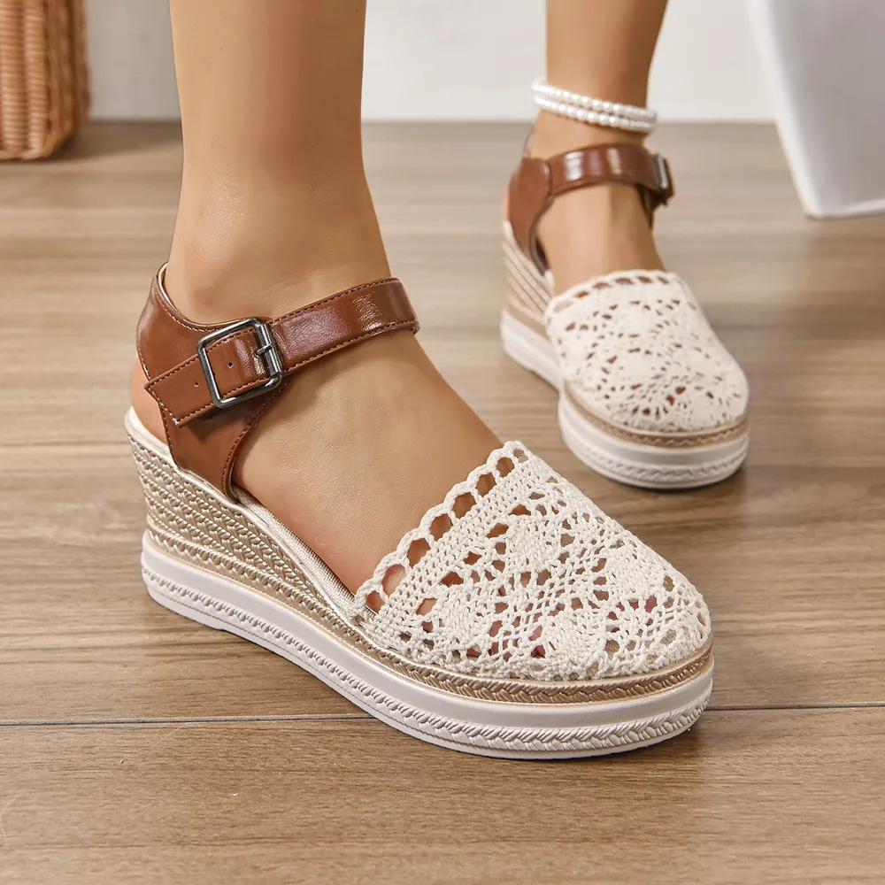 Round Toe Wedge Sandals, image 4