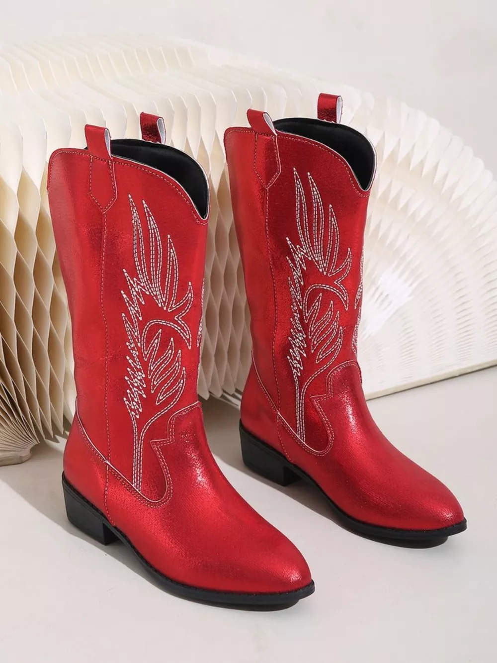 Embroidered Block Heels Boots, image 4