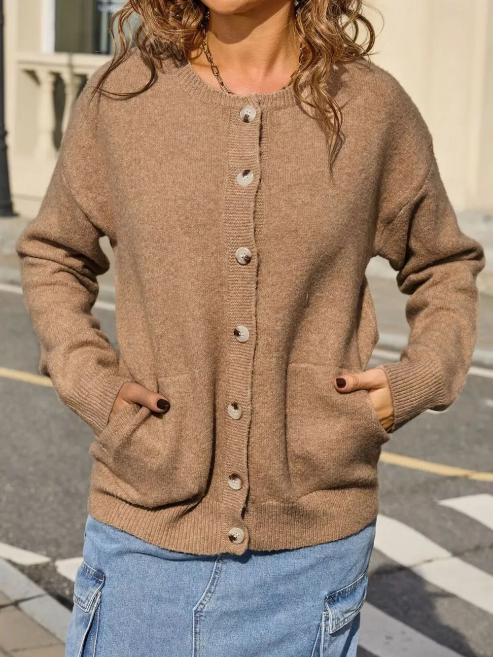 Casual Button-Down Knit Cardigan, image 9