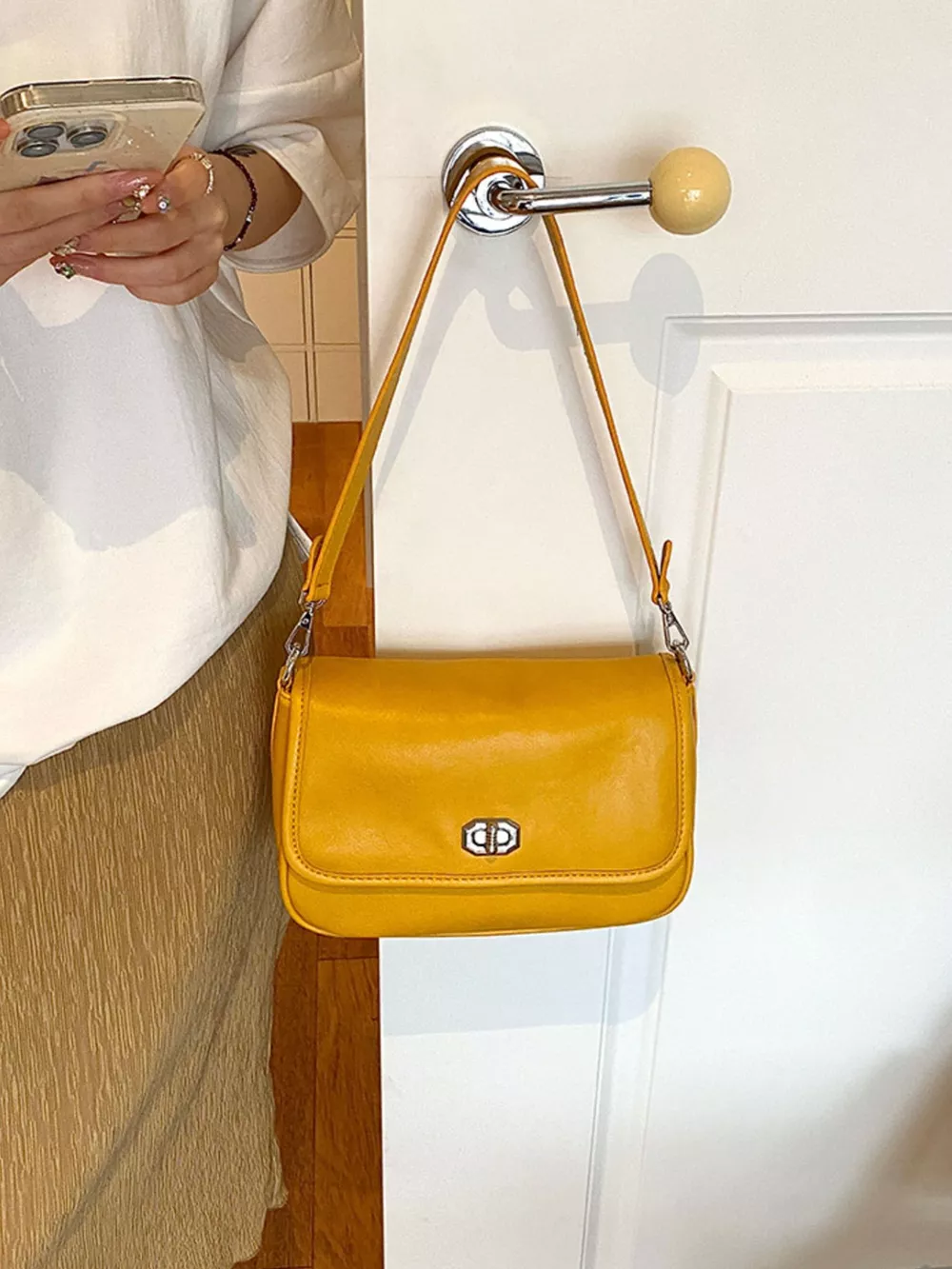 Twist Lock Flap Shoulder Bag, image 9