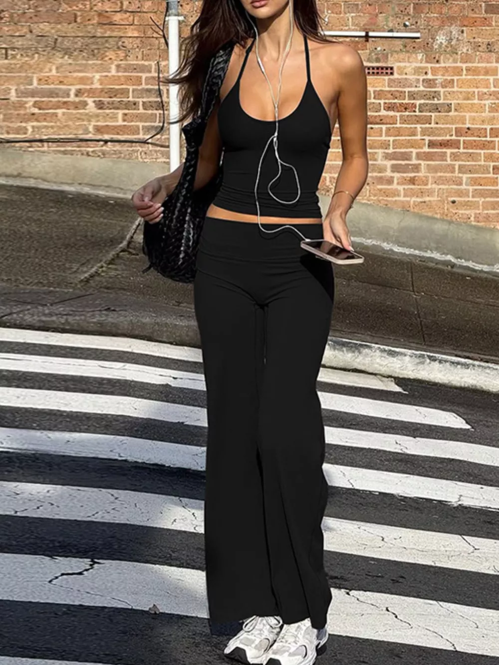 Halter Neck Crop Top and Pants Set, image 3