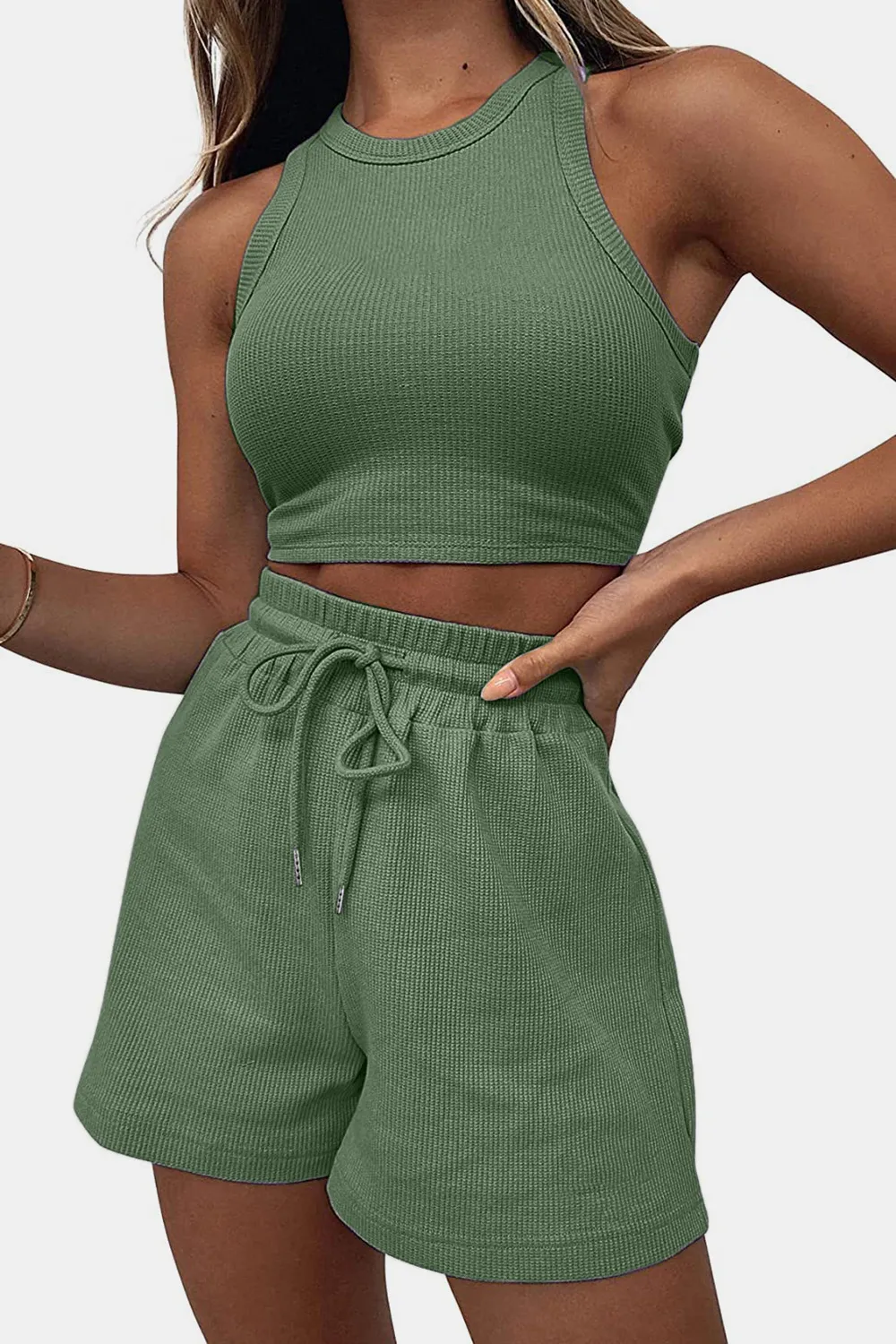 Round Neck Top and Drawstring Shorts Set, image 22