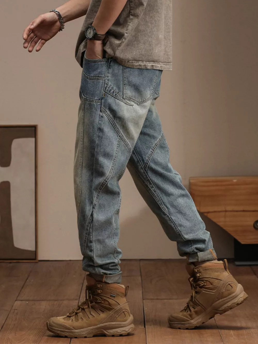 Men's Vintage Wash Relaxed Fit Jeans, image 4