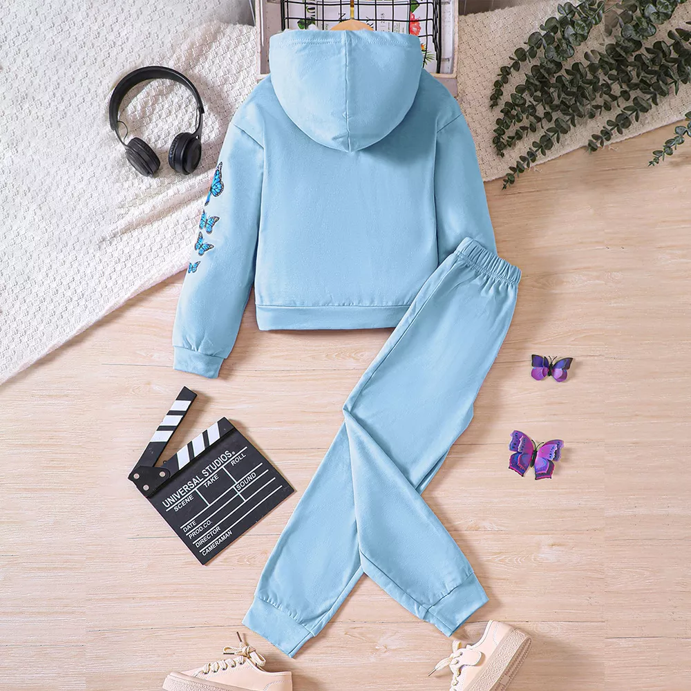 Childrens's Butterfly Print Hoodie & Pants Set, image 15