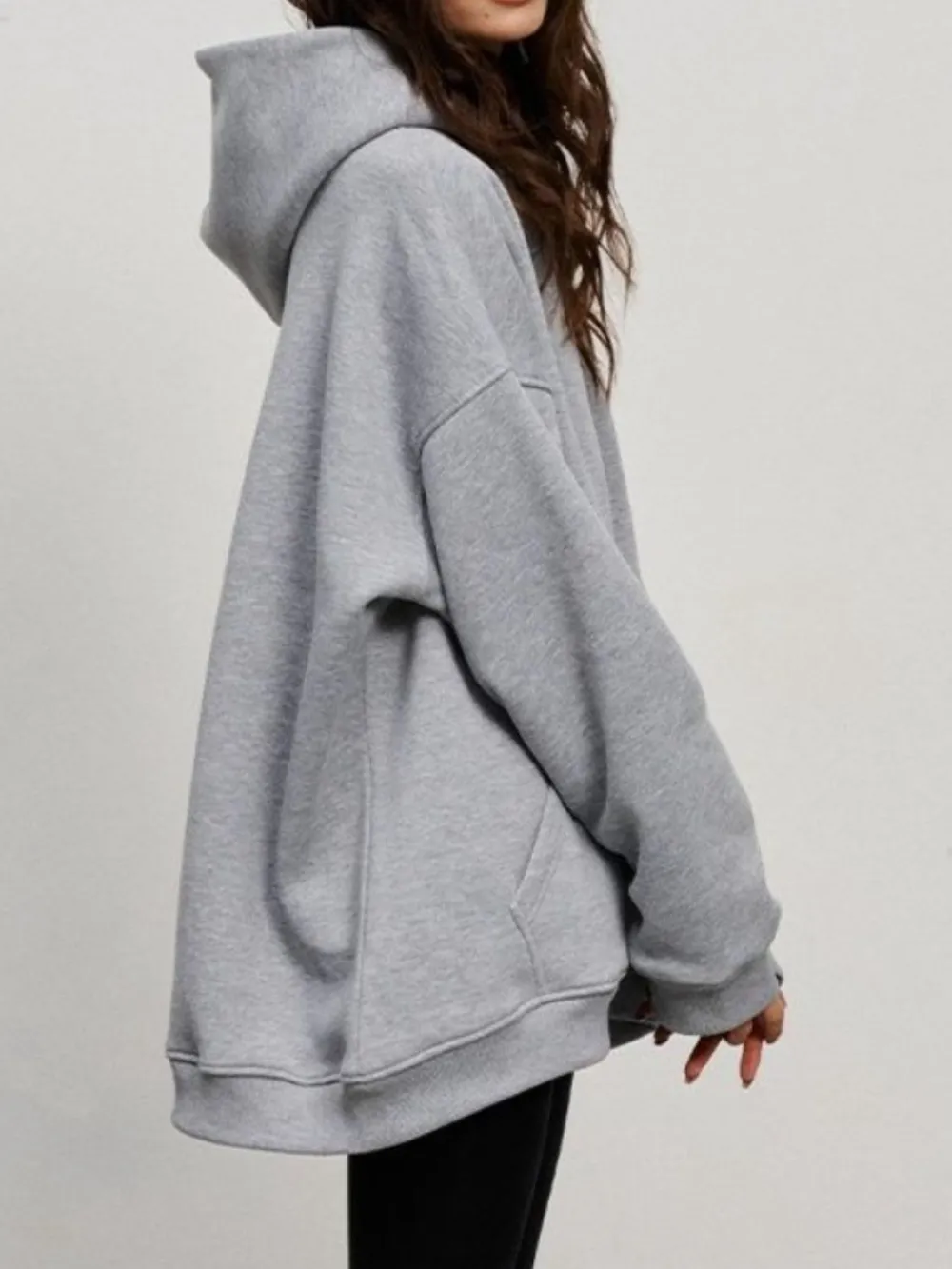 Pocketed Dropped Shoulder Long Sleeve Hoodie, image 5