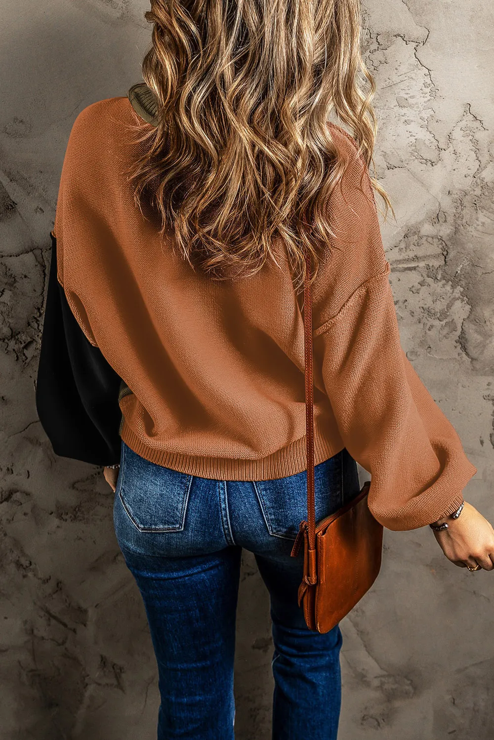 Contrast Round Neck Dropped Shoulder Sweater, image 8