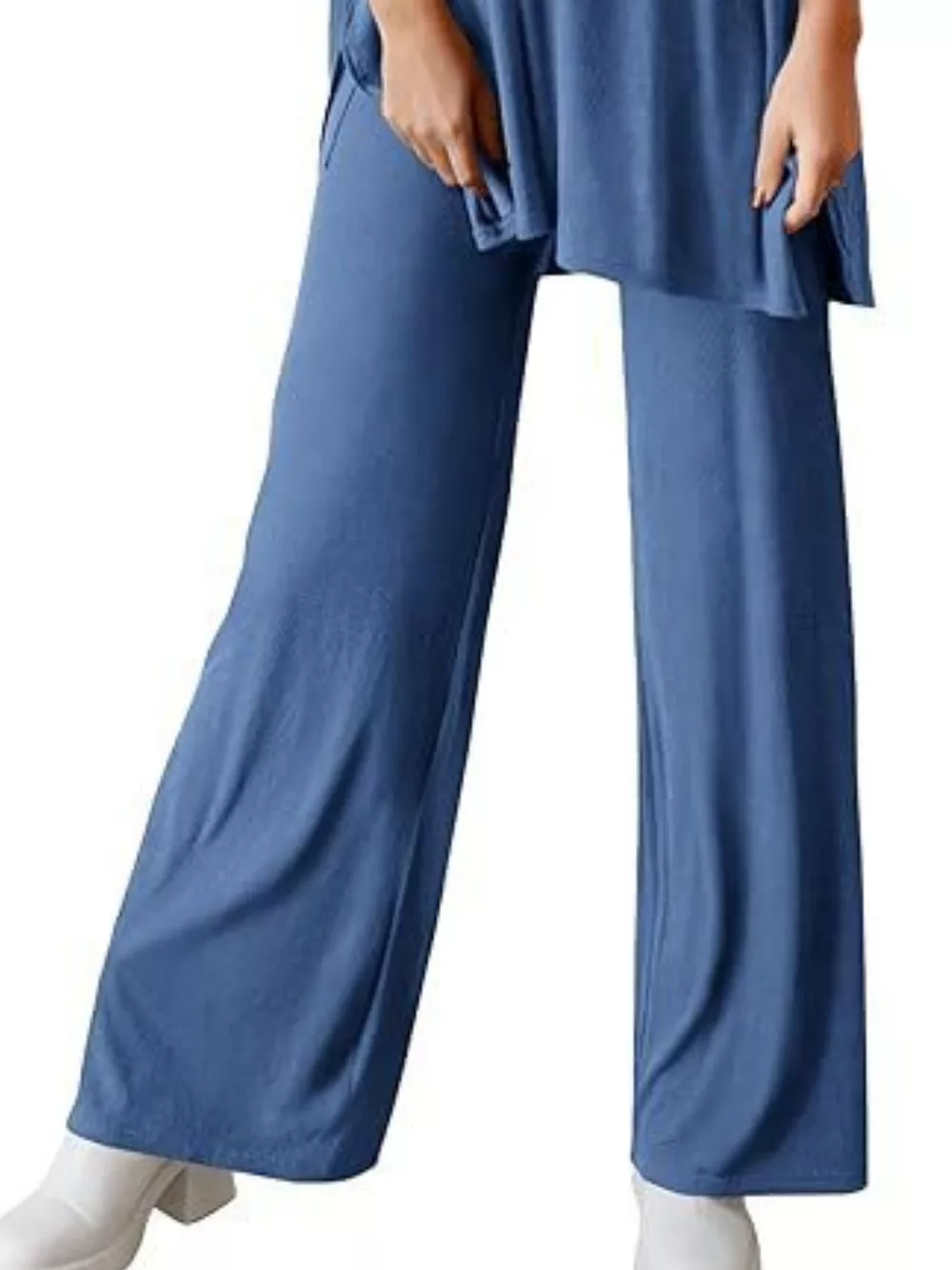 Slit Round Neck Top and Pants Set, image 5
