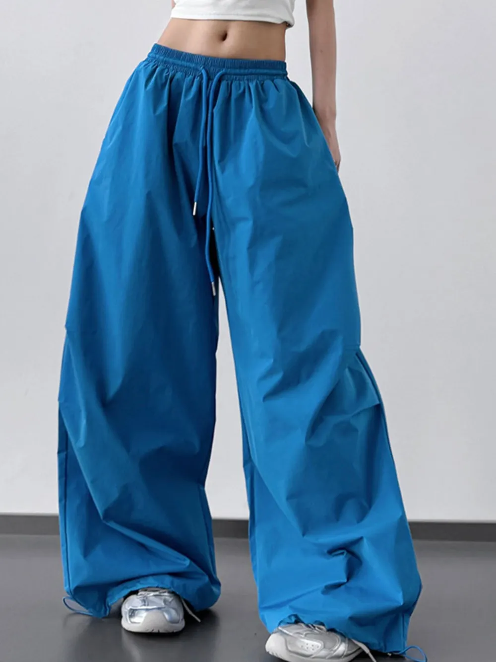 Letter Back Wide Leg Drawstring Pants, image 5