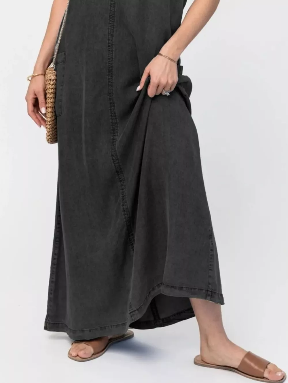 Casual Washed Denim Cami Maxi Dress, image 9