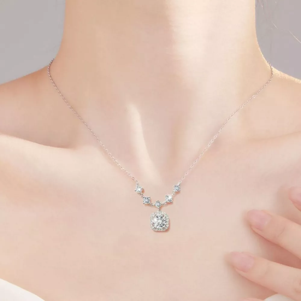 2 Carat Moissanite 925 Sterling Silver Pendant Necklace, image 3