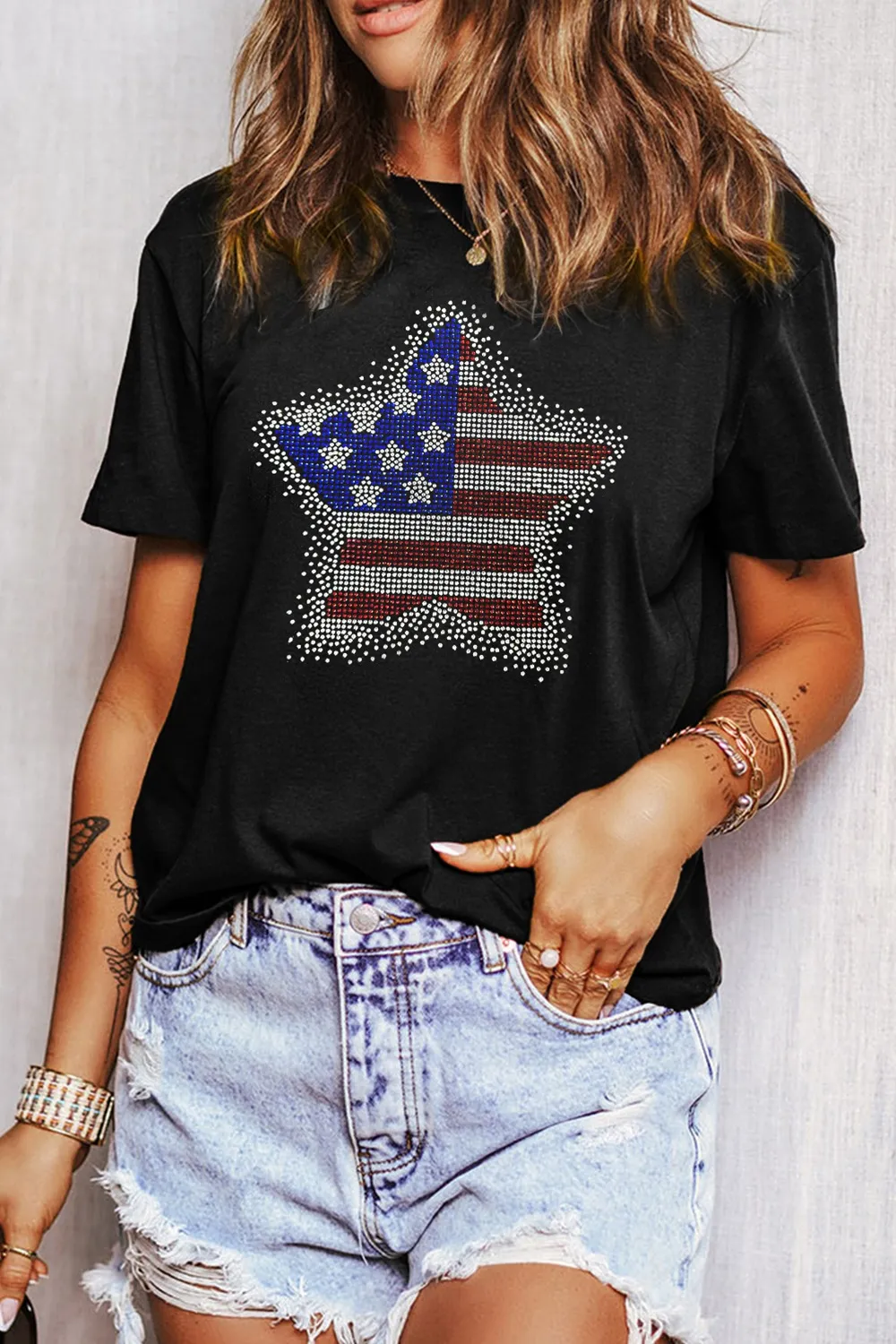 Star Round Neck Short Sleeve T-Shirt, image 4