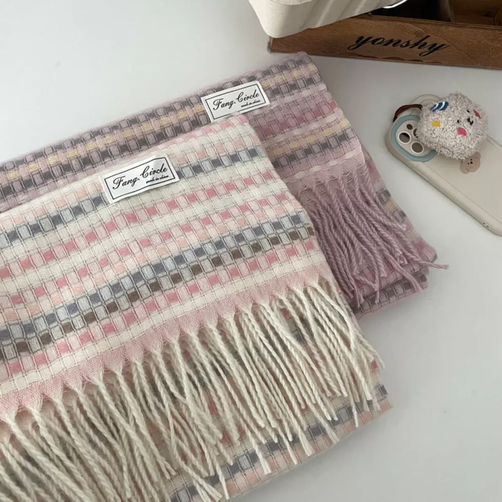 Plaid Fringe Warm Scarf, image 2
