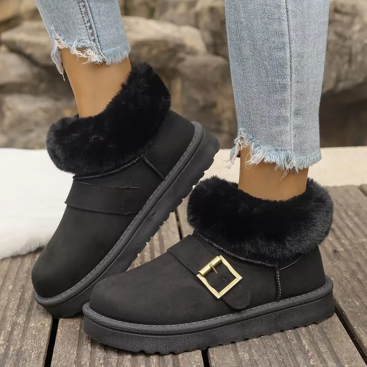 Fuzzy Trim Buckle Accent Winter Boots, image 6