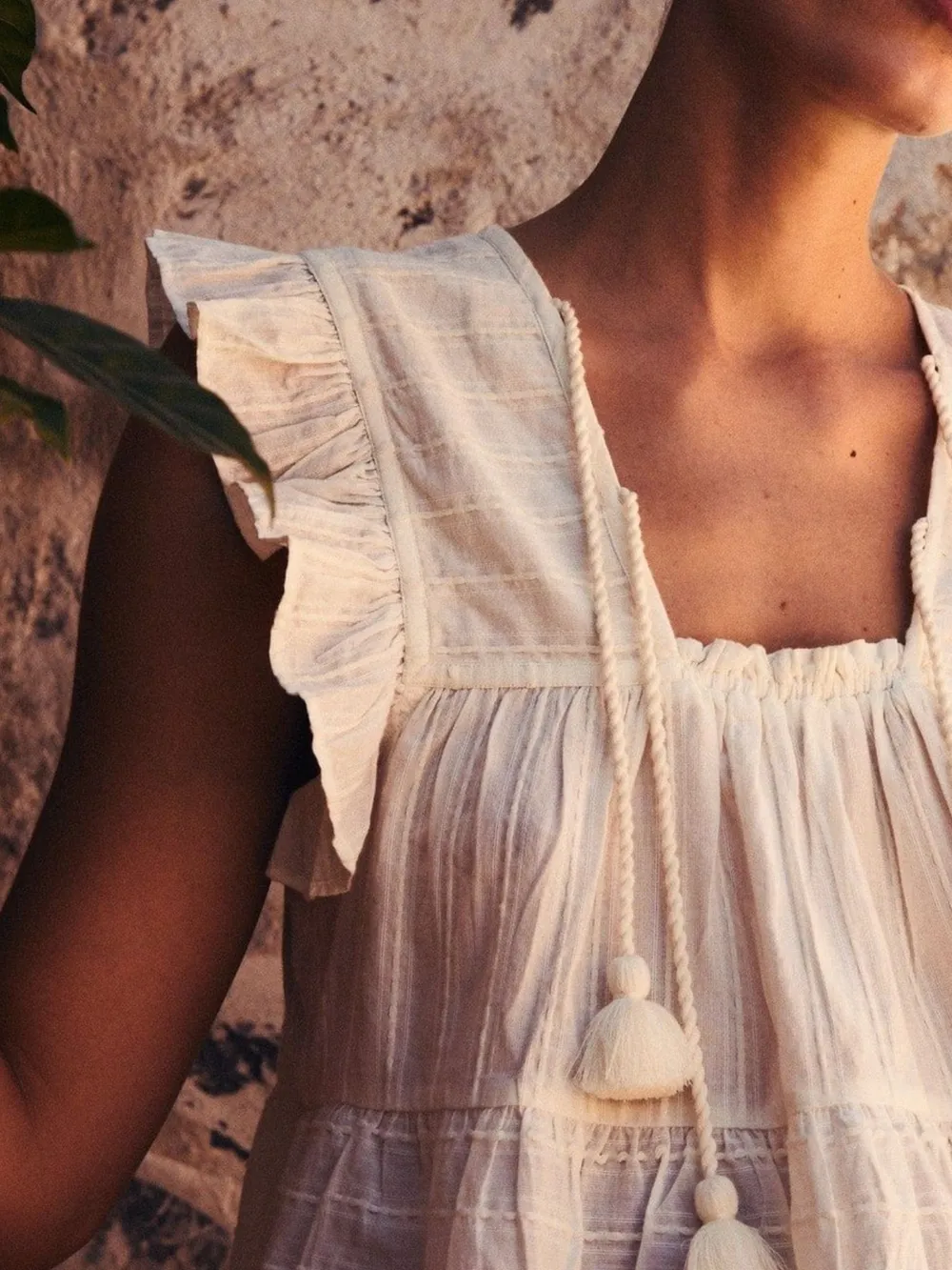 Tassel Ruffled Striped Blouse, image 11