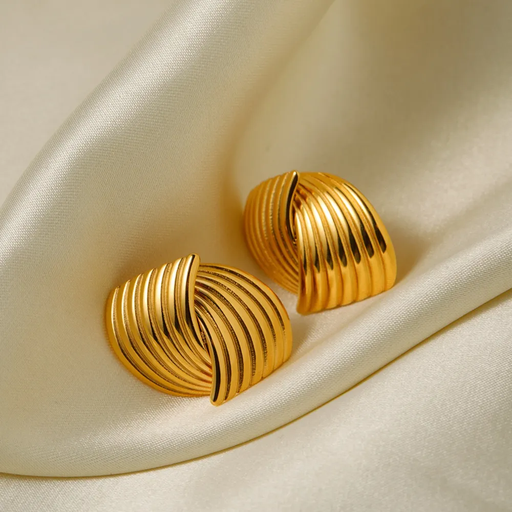 Texture Stainless Steel Stud Earrings, image 3