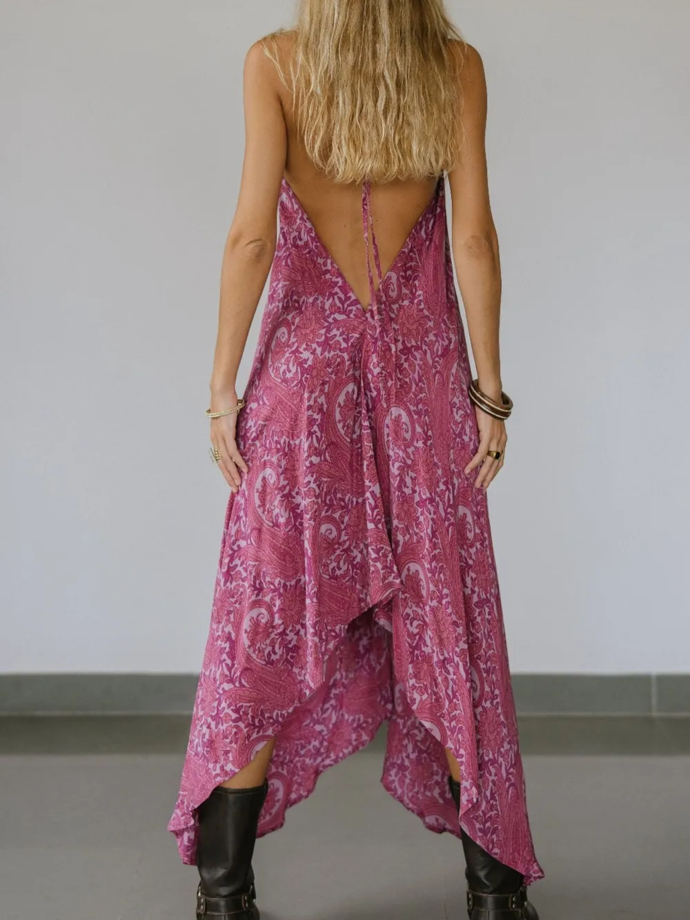 Backless Printed Halter Neck Maxi Dress, image 16