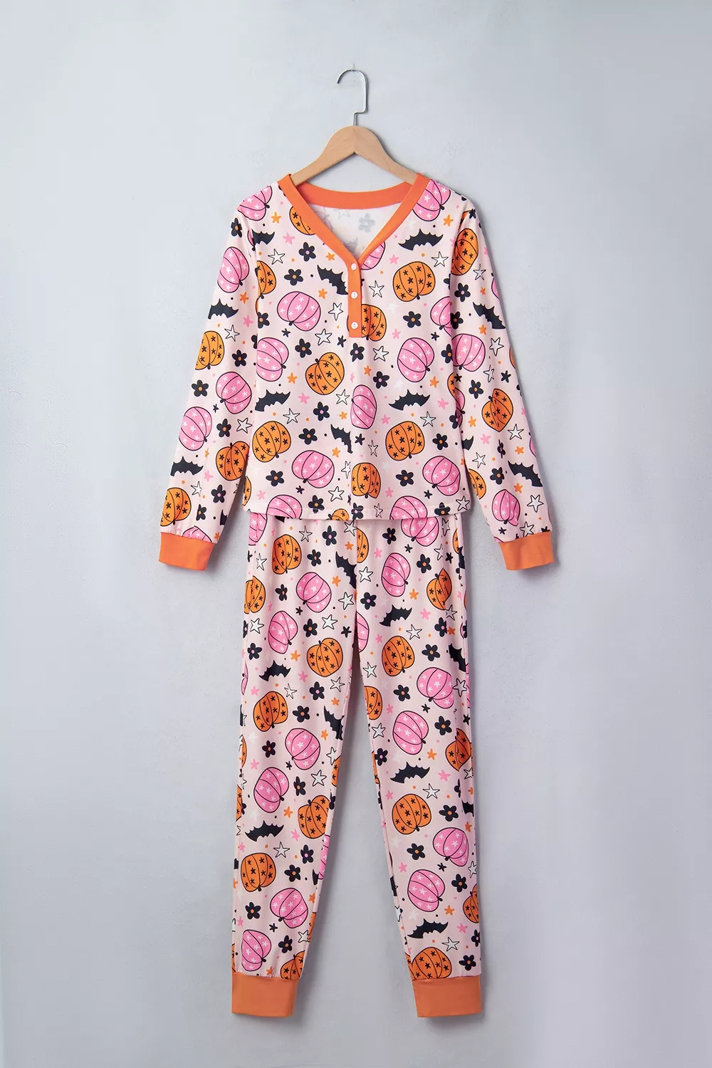 Halloween Pumpkin Print Long Sleeve Home Wear Lounge Set, image 6