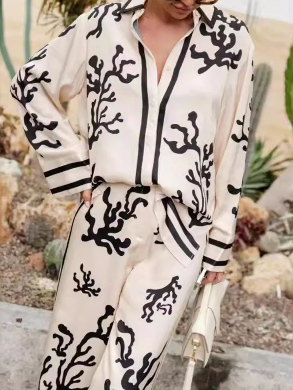 Printed Long Sleeve Shirt and Pants Set, image 4
