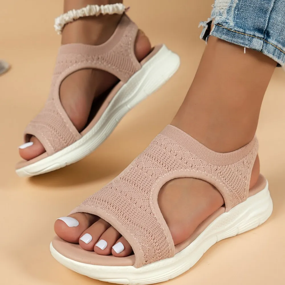 Peep Toe Solid Color Sandals, image 5