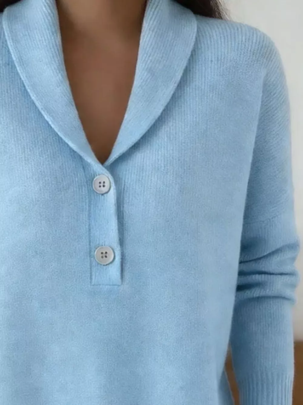 Shawl Collar Button Detail Sweater, image 8