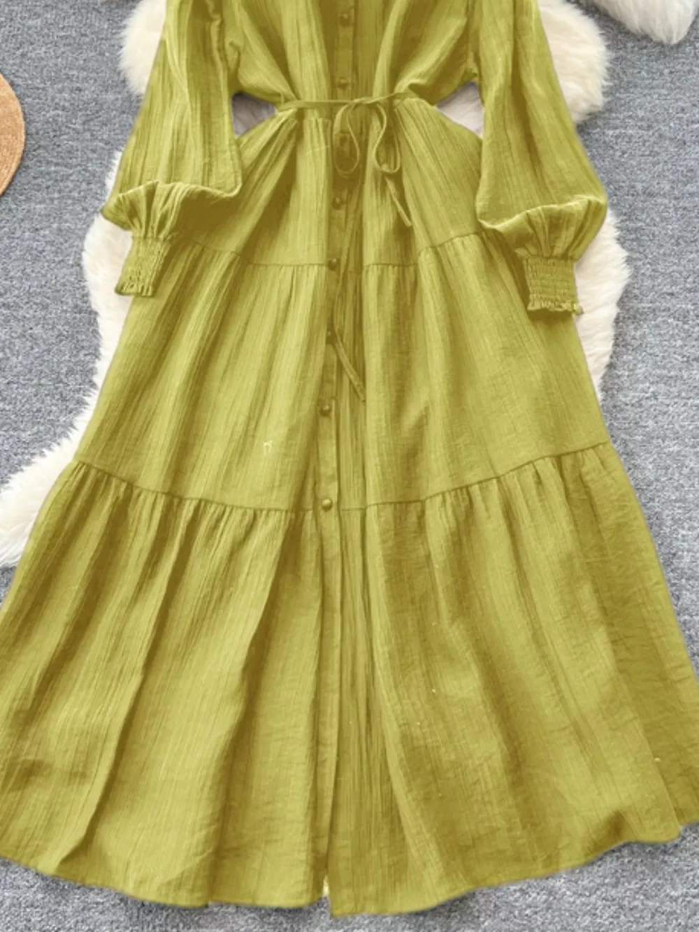 Button Down Tiered Long Sleeve Dress, image 19