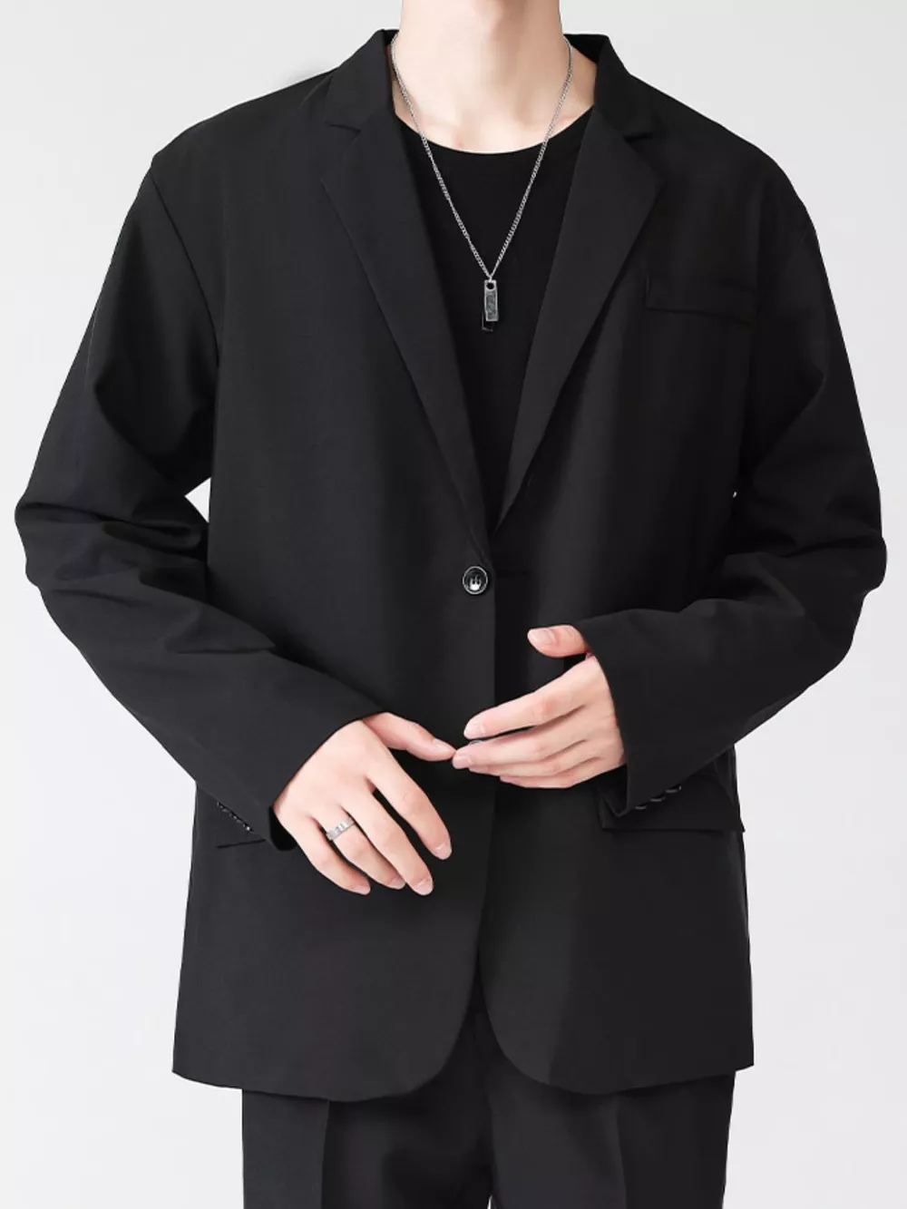 Men's Full Size Lapel Collar Button Up Blazer Plus Size, image 6