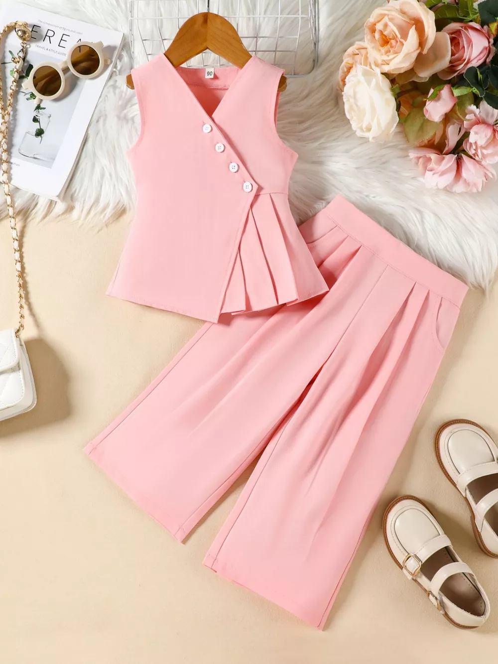 Children's Sleeveless Top and Wide Leg Pants Set, image 10