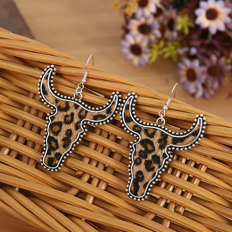 Alloy Animal Print Cow Head Earrings, image 5