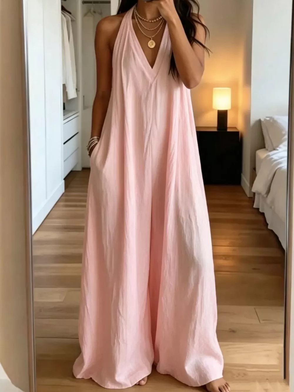 Full Size Halter Neck Wide-Leg Jumpsuit Plus Size
