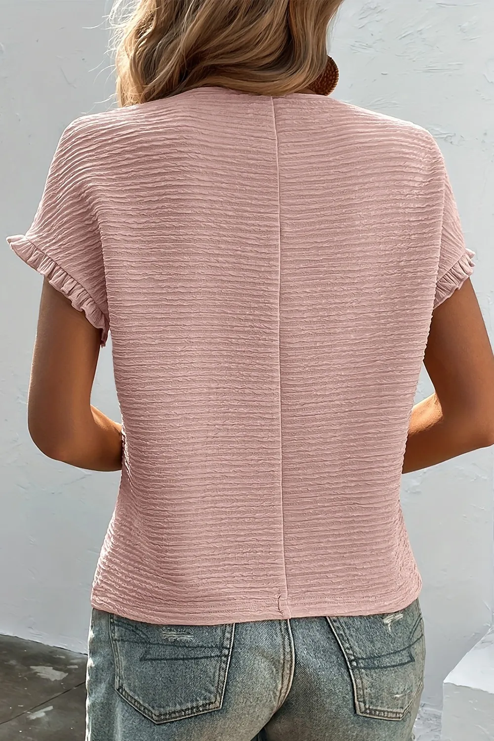 Round Neck Frill Short Sleeve T-Shirt, image 5