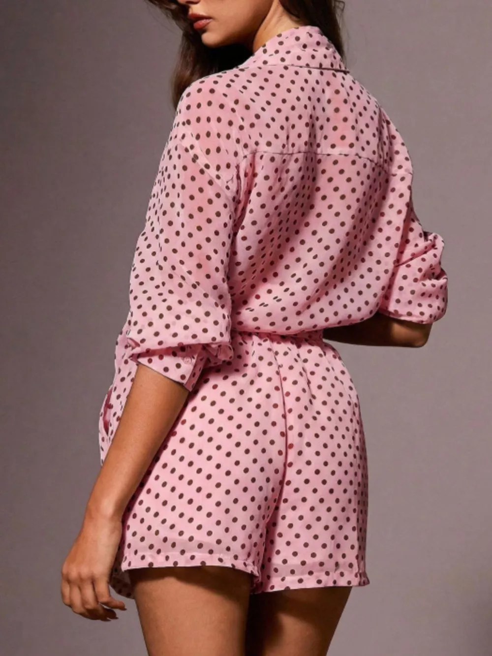 Polka Dot Button Up Shirt and Shorts Set, image 12