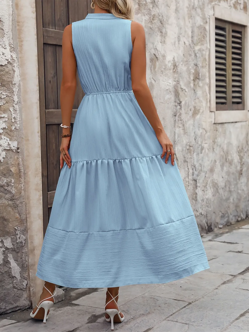 Notched Sleeveless Maxi Tank Dress, image 14