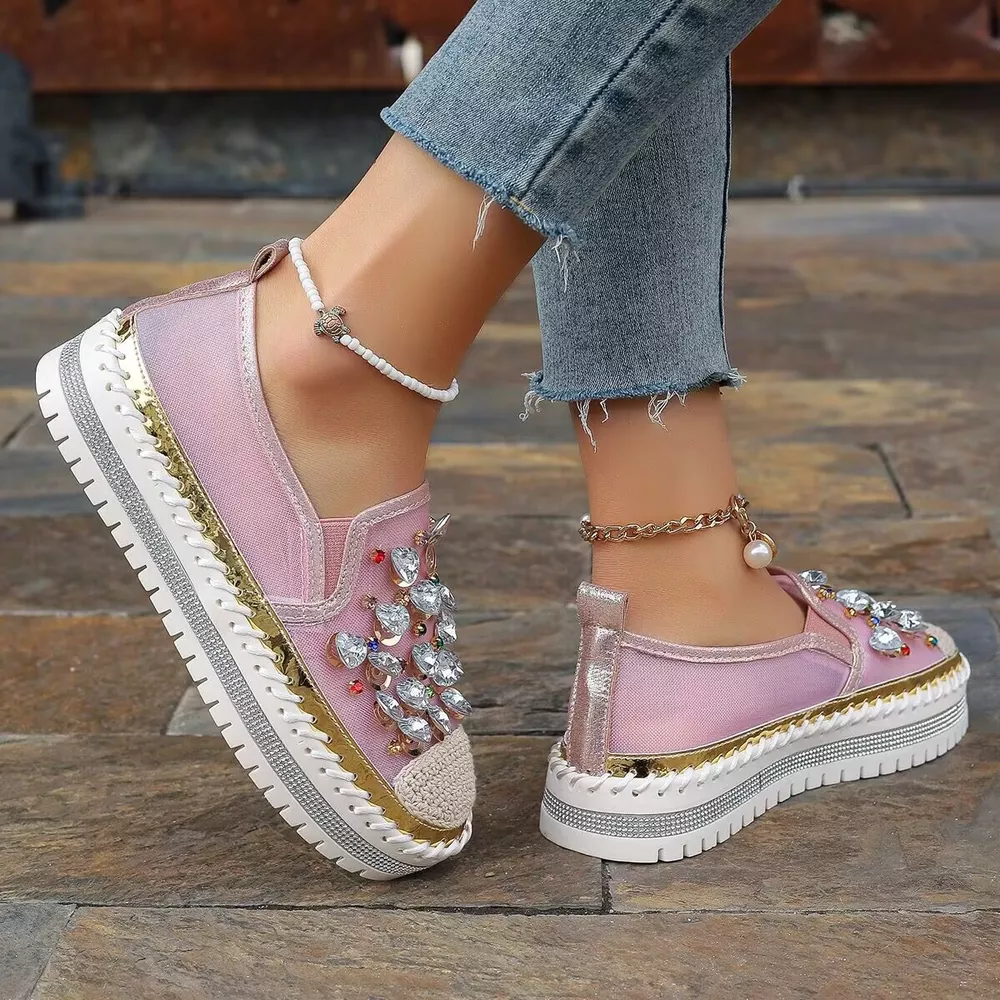 Rhinestone Decor Platform Loafers, image 7