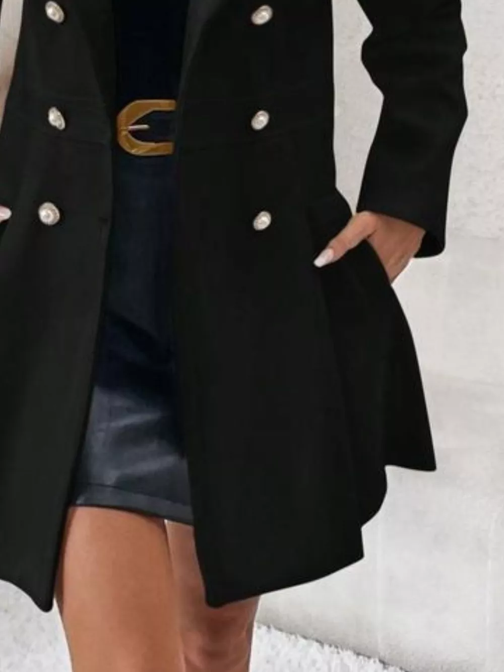 Double-Breasted Wool Blend Coat, image 6