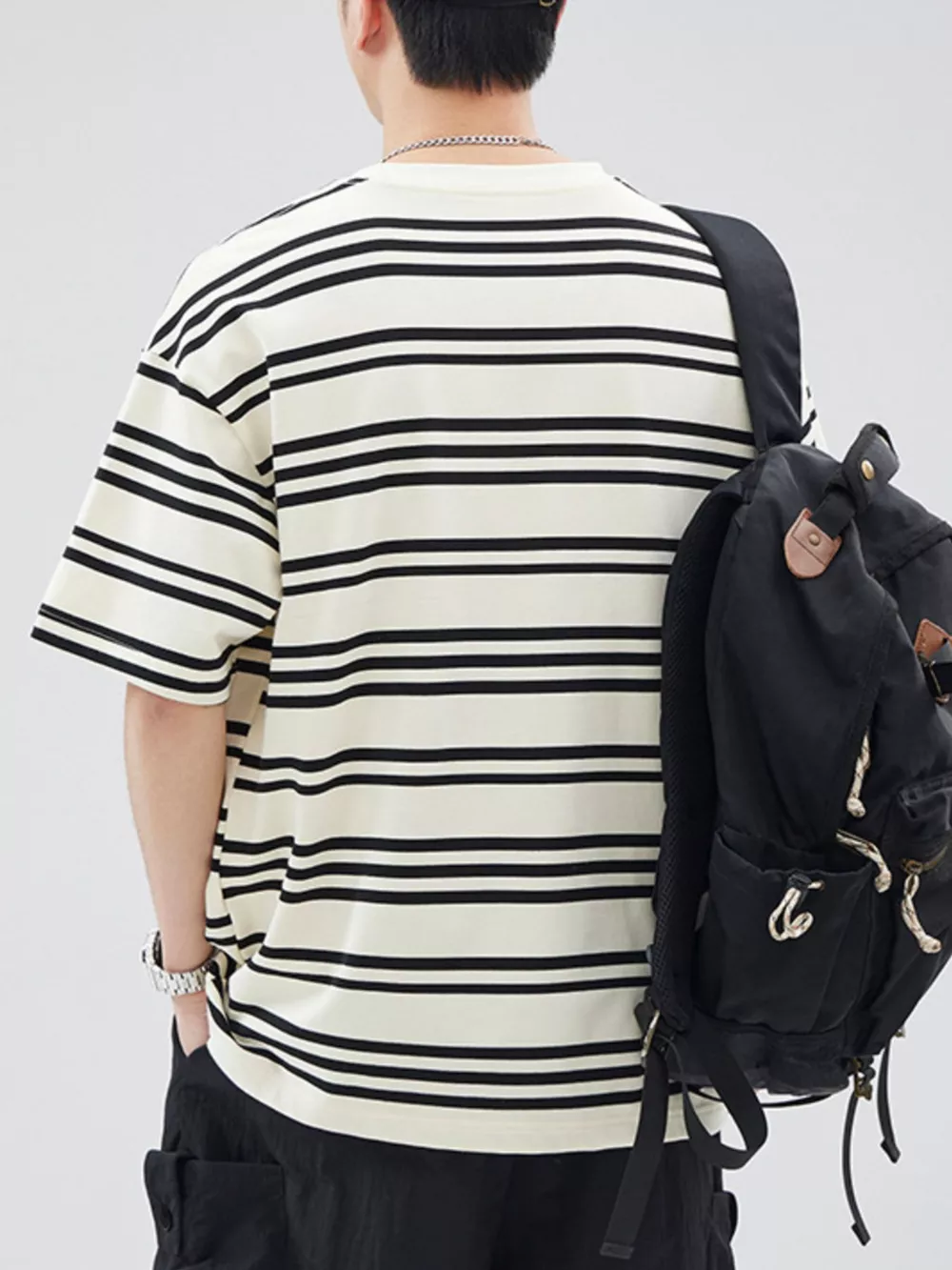 Men's Plus Size Striped Relaxed Fit T-Shirt, image 4