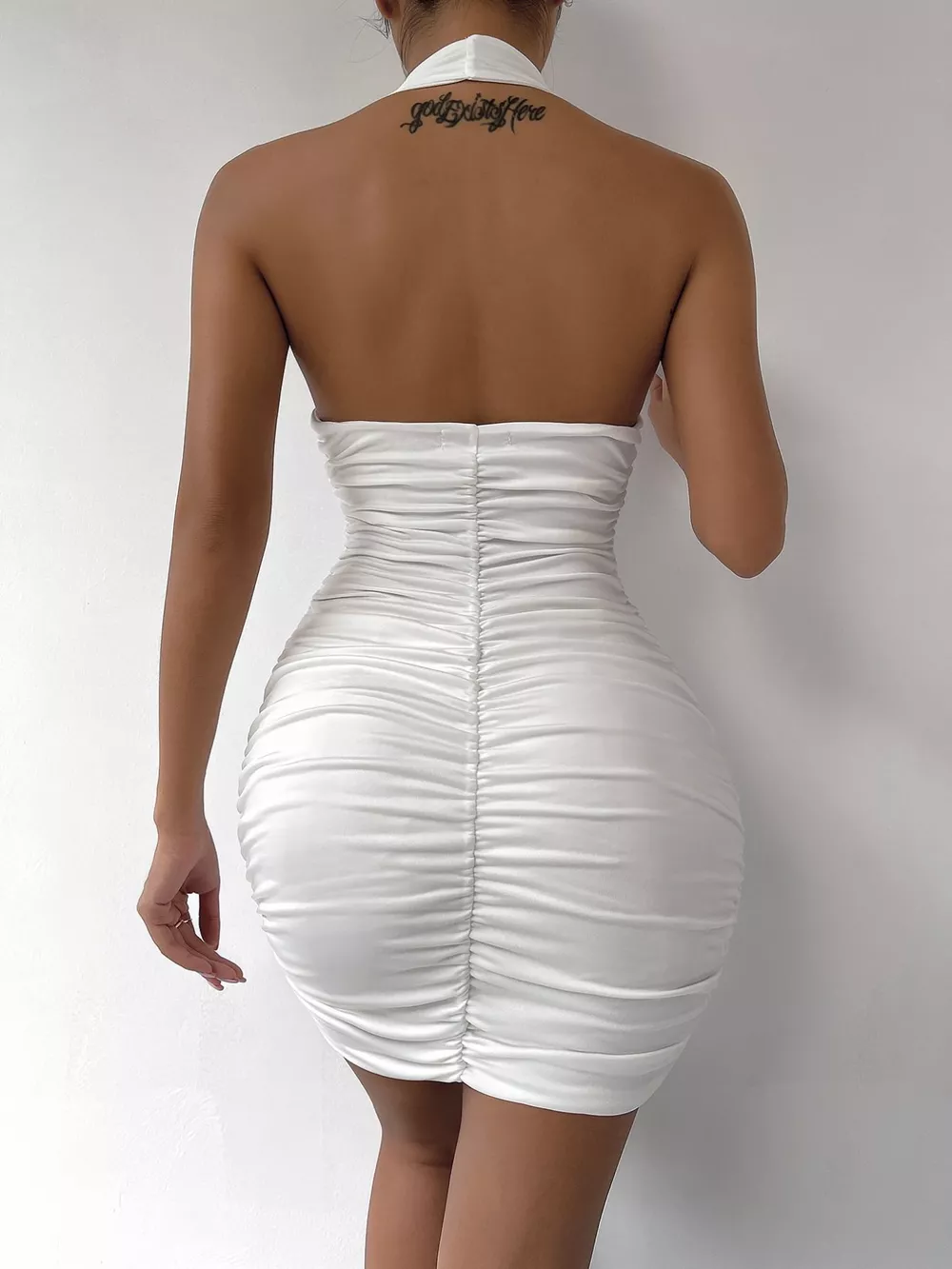 Halter Neck Ruched Bodycon Mini Dress, image 5