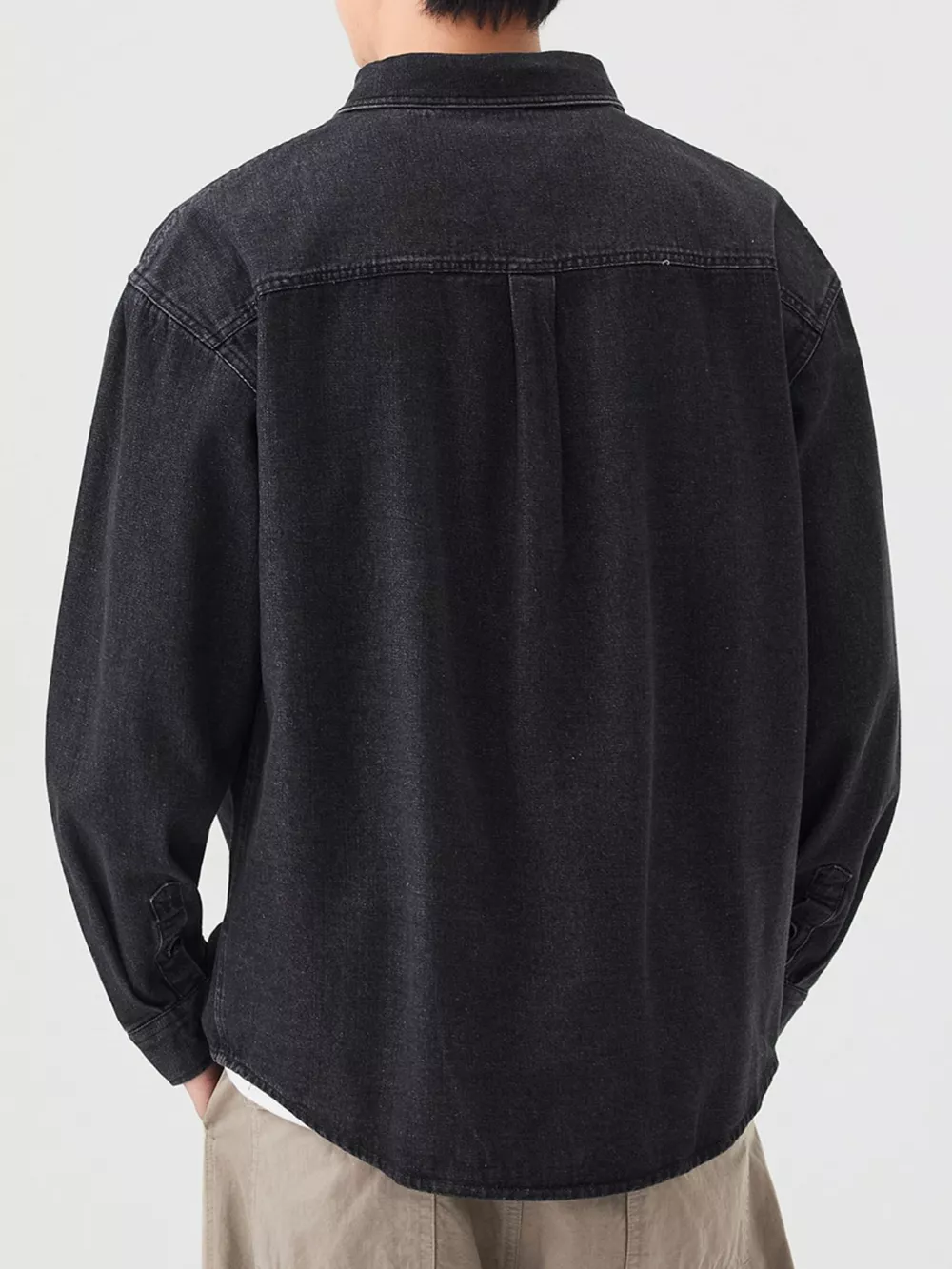 Men's Plus Size Button Up Casual Denim Shirt, image 5