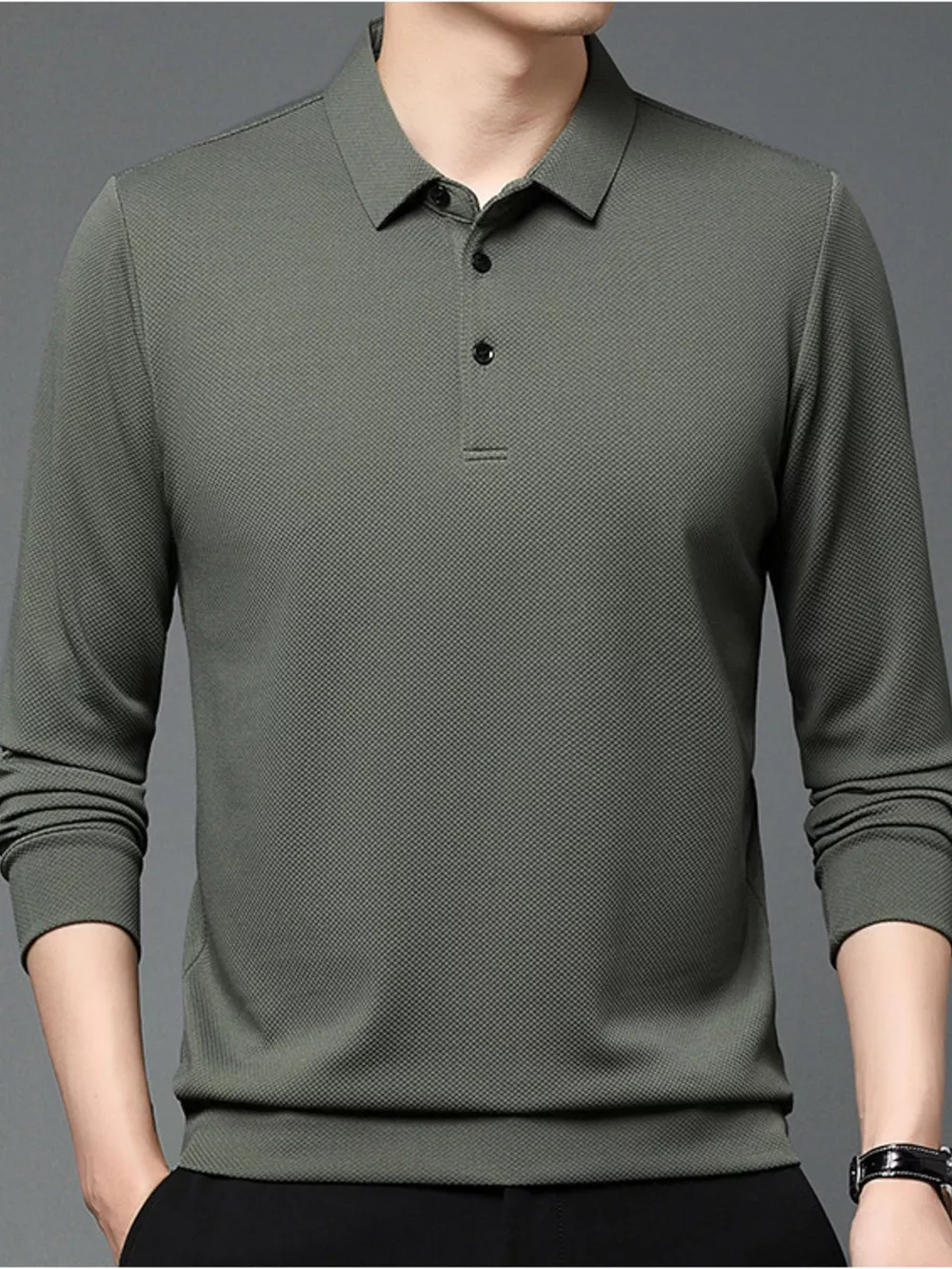 Men's Plus Size Classic Fit Long Sleeve Polo, image 5